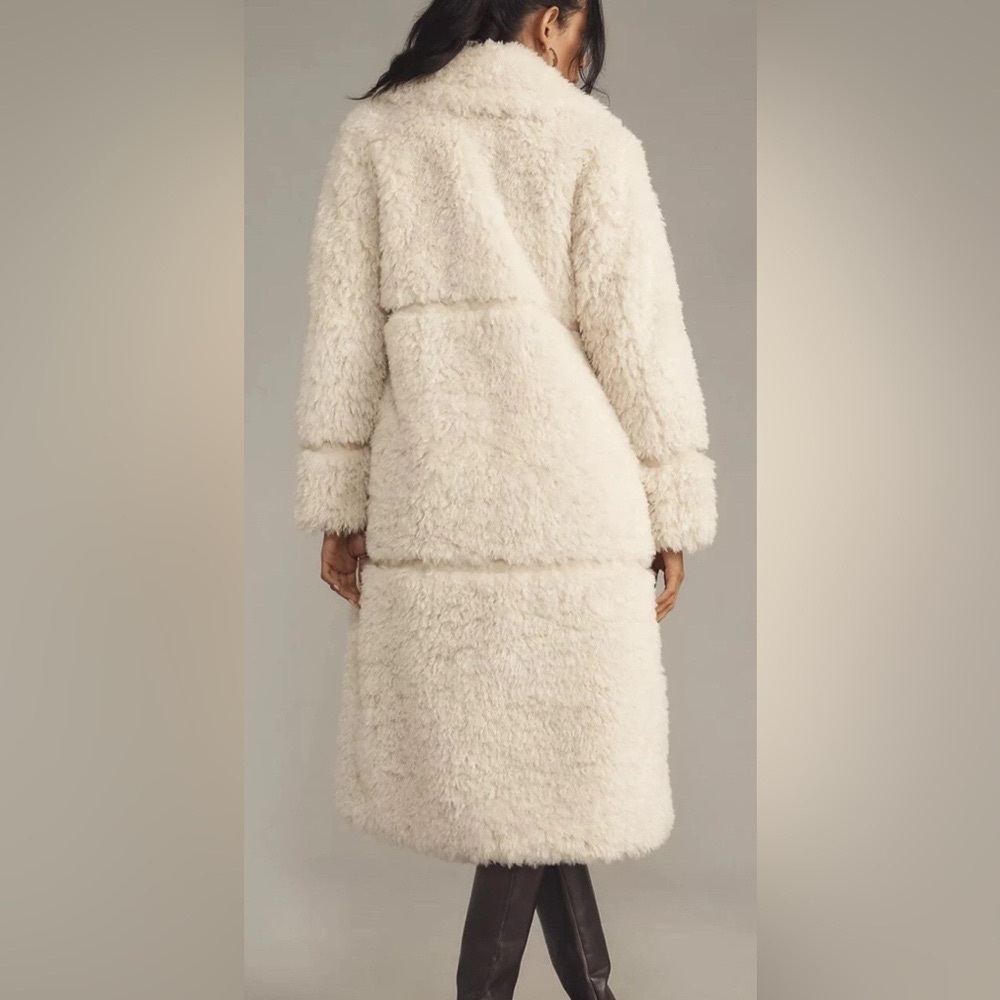 Badgley Mischka Cream Teddy Long Coat - Picture 5 of 15